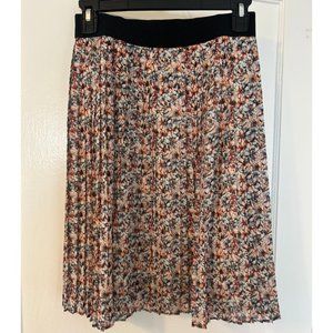 Floral Pleated Flowy Skirt Loft Women's Size L Spring